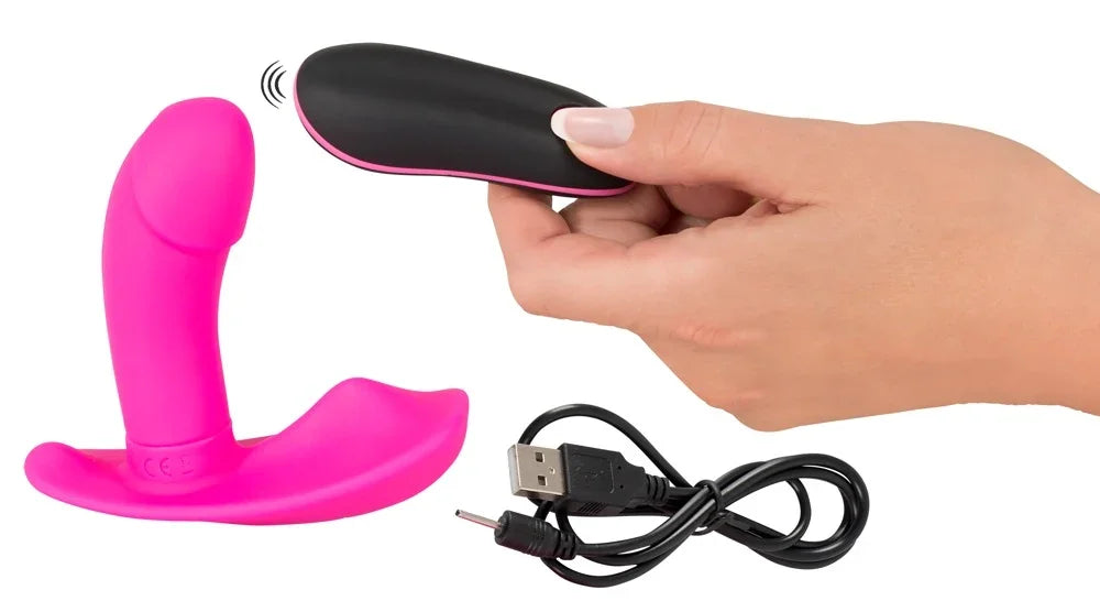 Pinkes Vibrator-Dildo mit Fernbedienung und USB-Ladekabel für intimen Genuss