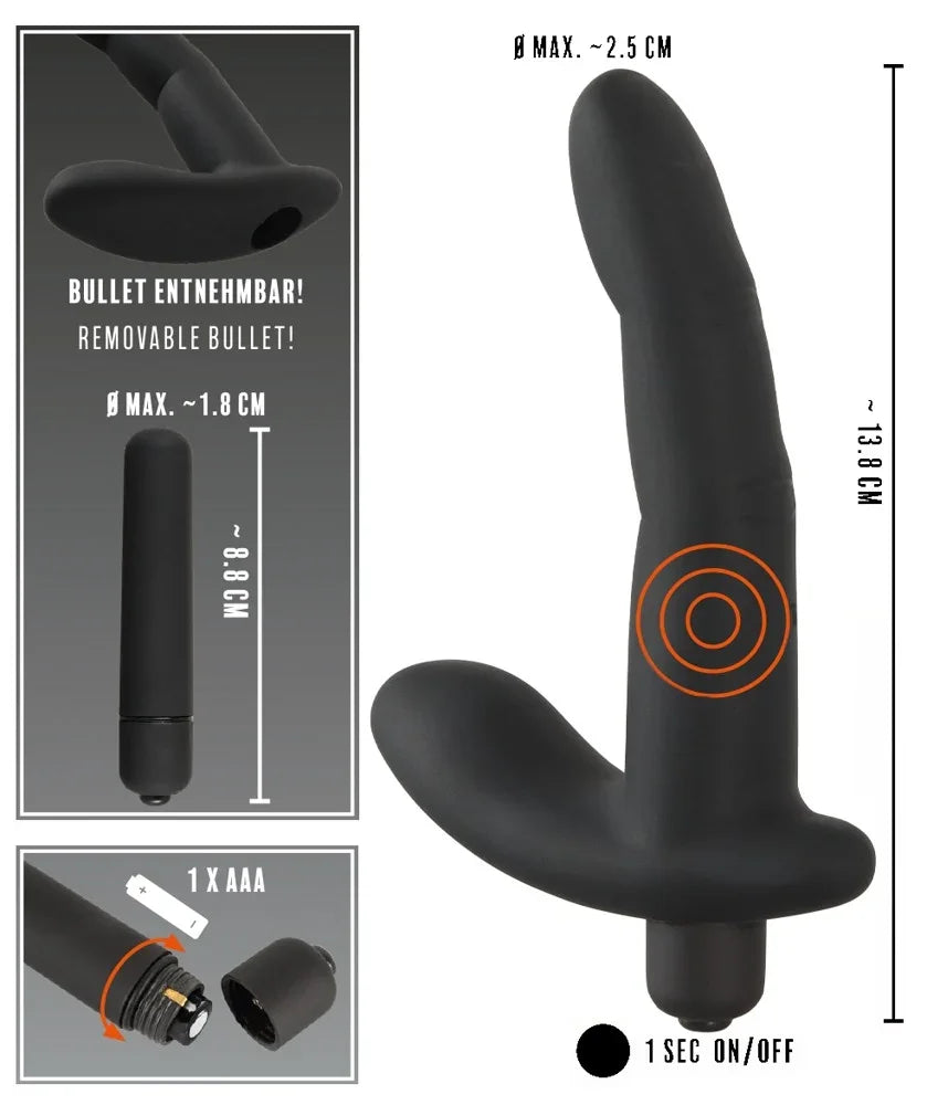 Schwarzer Vibrator mit abnehmbarer Bullet-Vibrationseinheit, 13,9 cm lang, für intensives Vergnügen