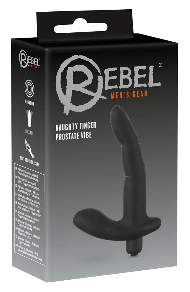 Schwarzer Vibrator für Prostata-Massage, flexibel, aus weichem Silikon, mit Vibration – ideal für Männer