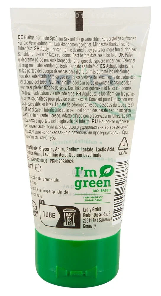 I'm green Bio-Gleitgel aus Zuckerrohr für sicheren Sex mit Kondomen, 50 ml Tube