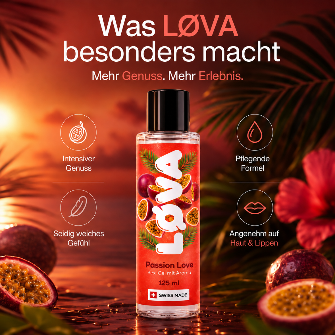 2er-Pack Gleitgel "Passion Love" - wasserbasiert & Maracuja-Geschmack (2x125ml) von LØVA