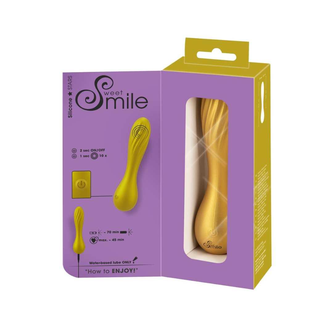 Vibrator "Flexible Swirl" aus Silikon - mit beweglichem Rillenkopf 16 cm (gelb) - loveiu.ch