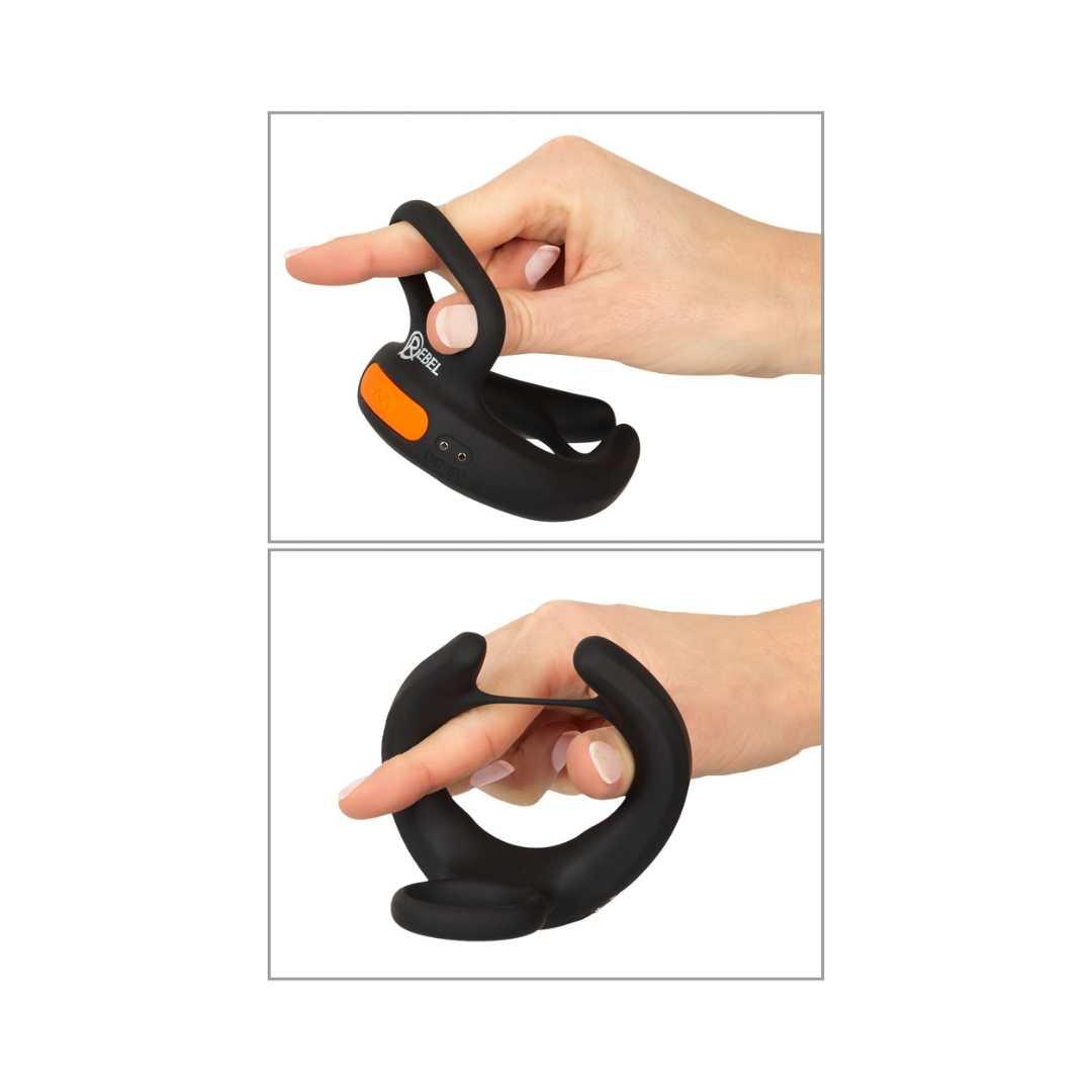 Penis- und Hodenring "RC Scrotum Stimulator" aus Silikon - mit Vibration Ø 4.6 cm (Schwarz) - loveiu.ch