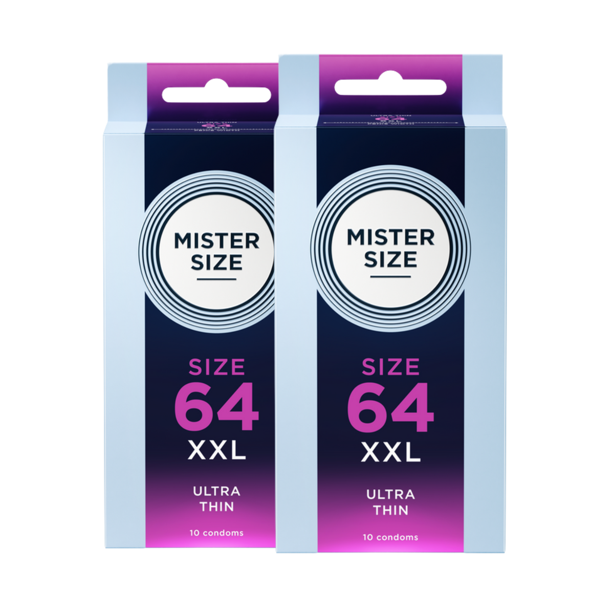2er-Pack Kondome aus Naturkautschuklatex - extrafein & gefühlsecht (Ø 64mm/2x10Stk.) von Mister Size