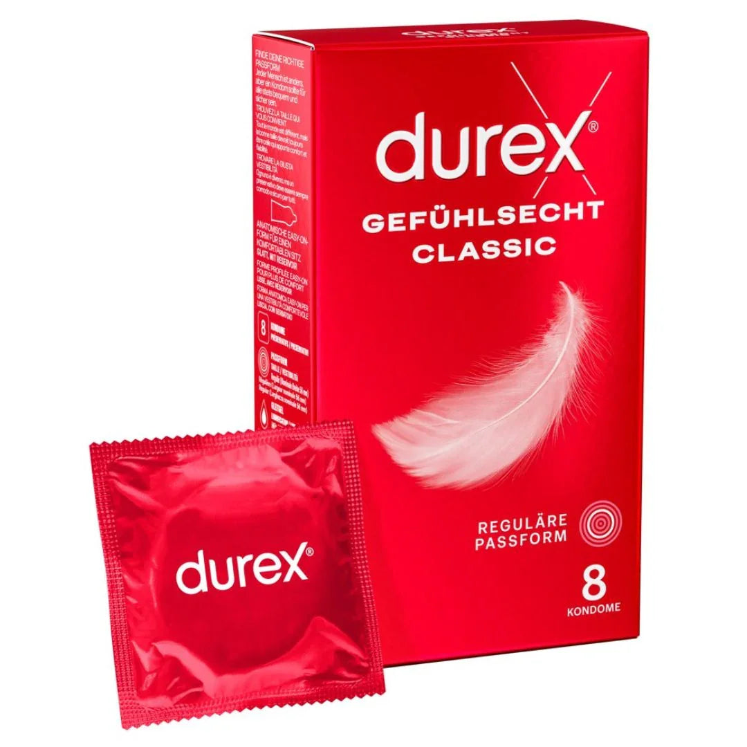 Préservatifs en latex de caoutchouc naturel Durex "Gefühlsecht Classic" (Ø 56 mm/8 pcs.)