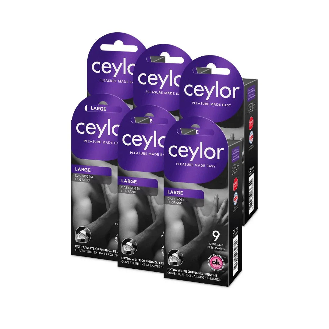 Paquet de 6 préservatifs "Large" en latex de caoutchouc naturel (55 mm/54 pces) de Ceylor