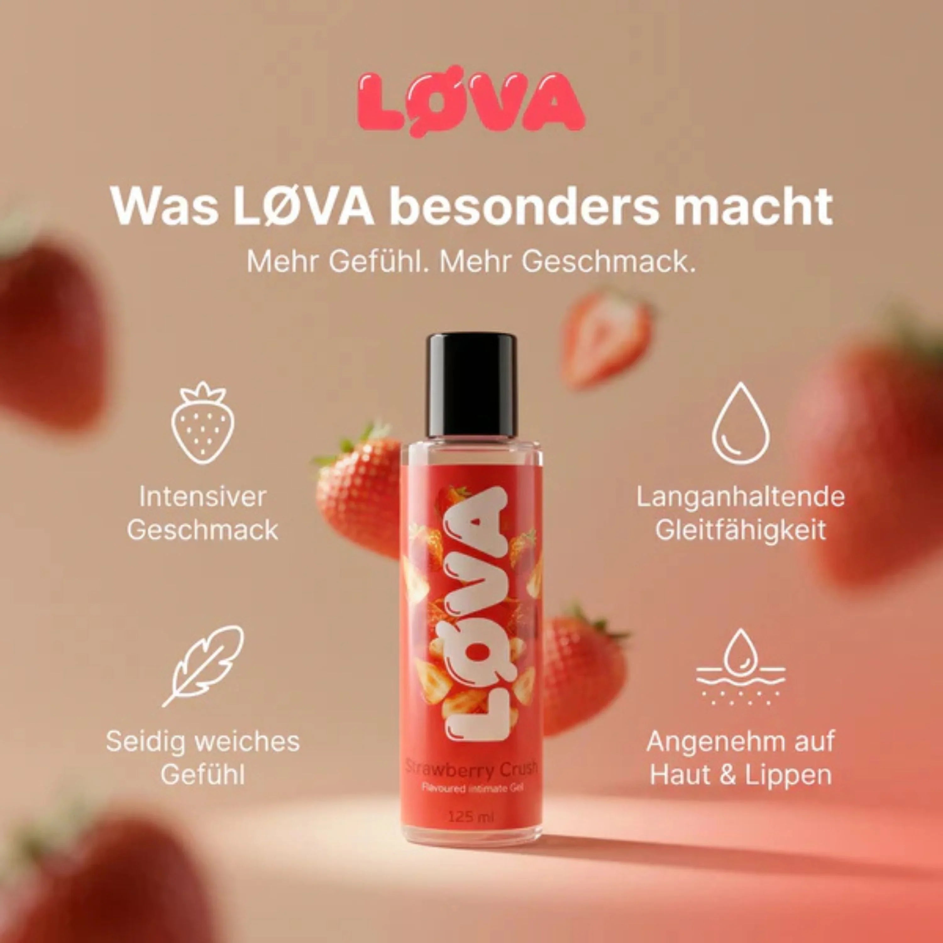 LØVA Erdbeer-Gleitgel mit intensivem Geschmack & seidigem Gefühl, 125 ml