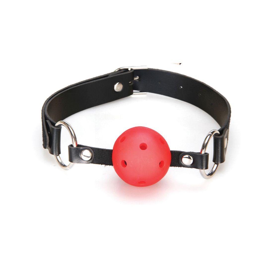 Mundknebel "Breathable Ball Lux Fetish" für kontrollierte Atemkontrollspielen (schwarz/rot) - loveiu.ch