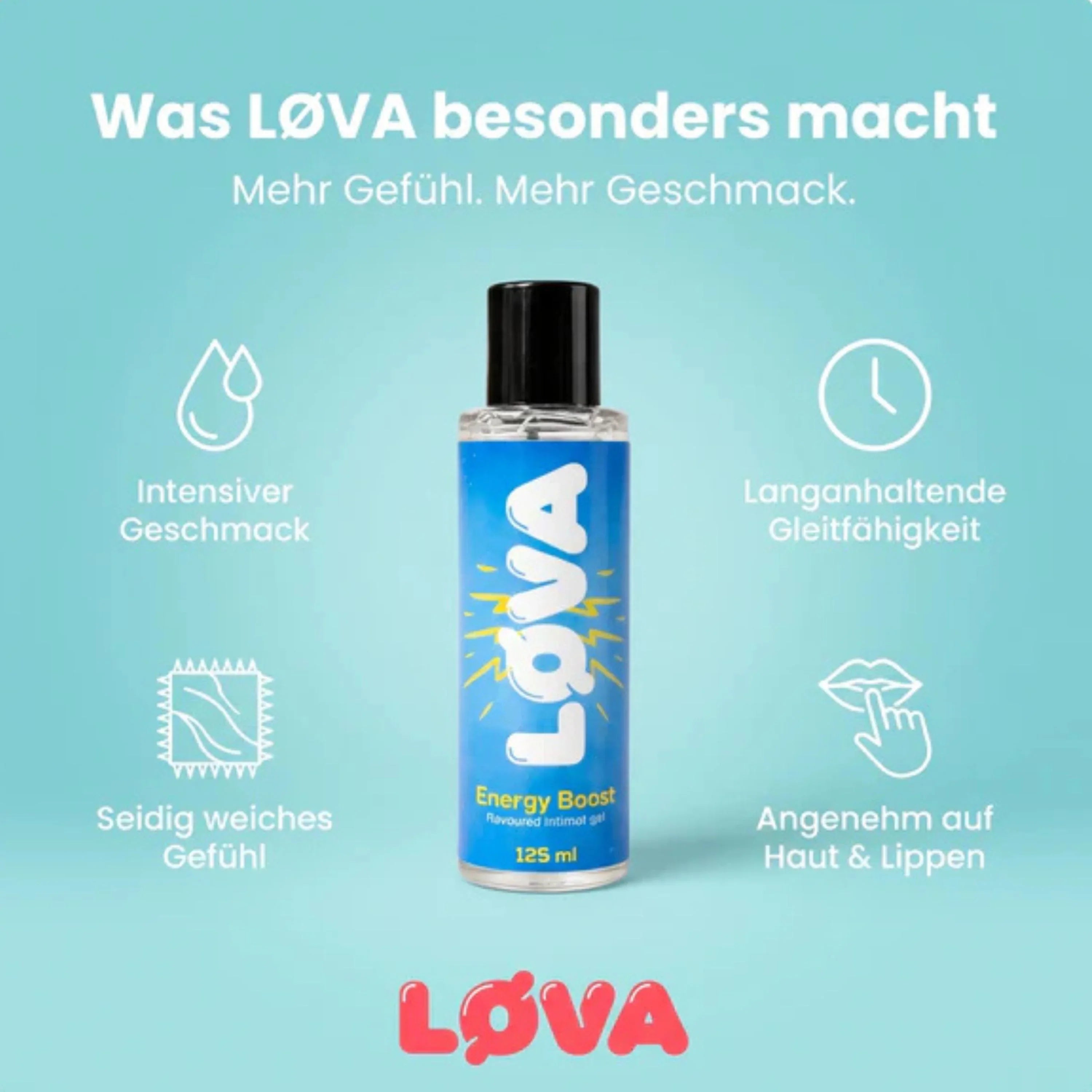 LØVA Energy Boost Gleitgel mit intensivem Geschmack & seidig weichem Gefühl, 125 ml