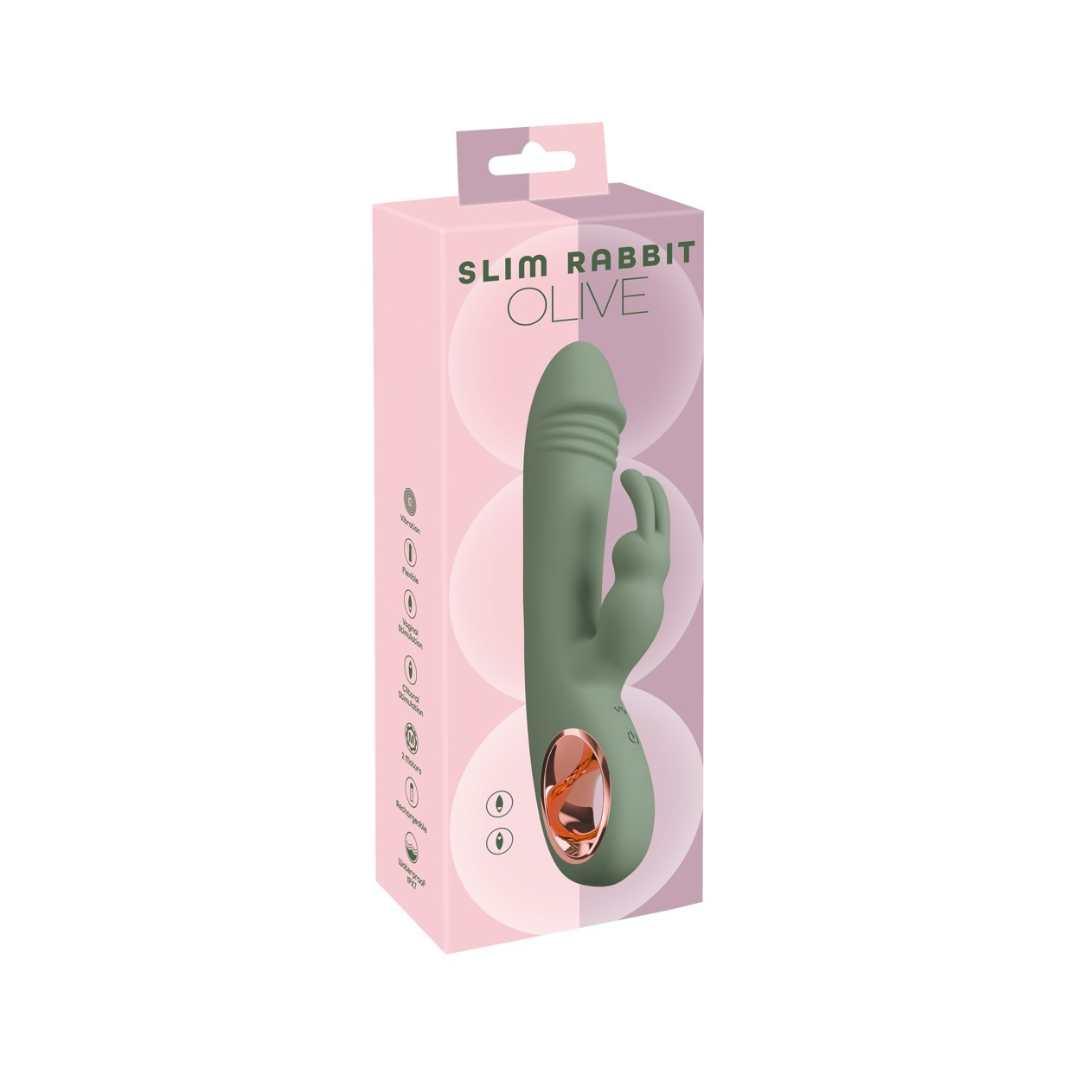 Rabbit-Vibrator "Slim Rabbit " aus Silikon 21.3 cm (Grün) - loveiu.ch