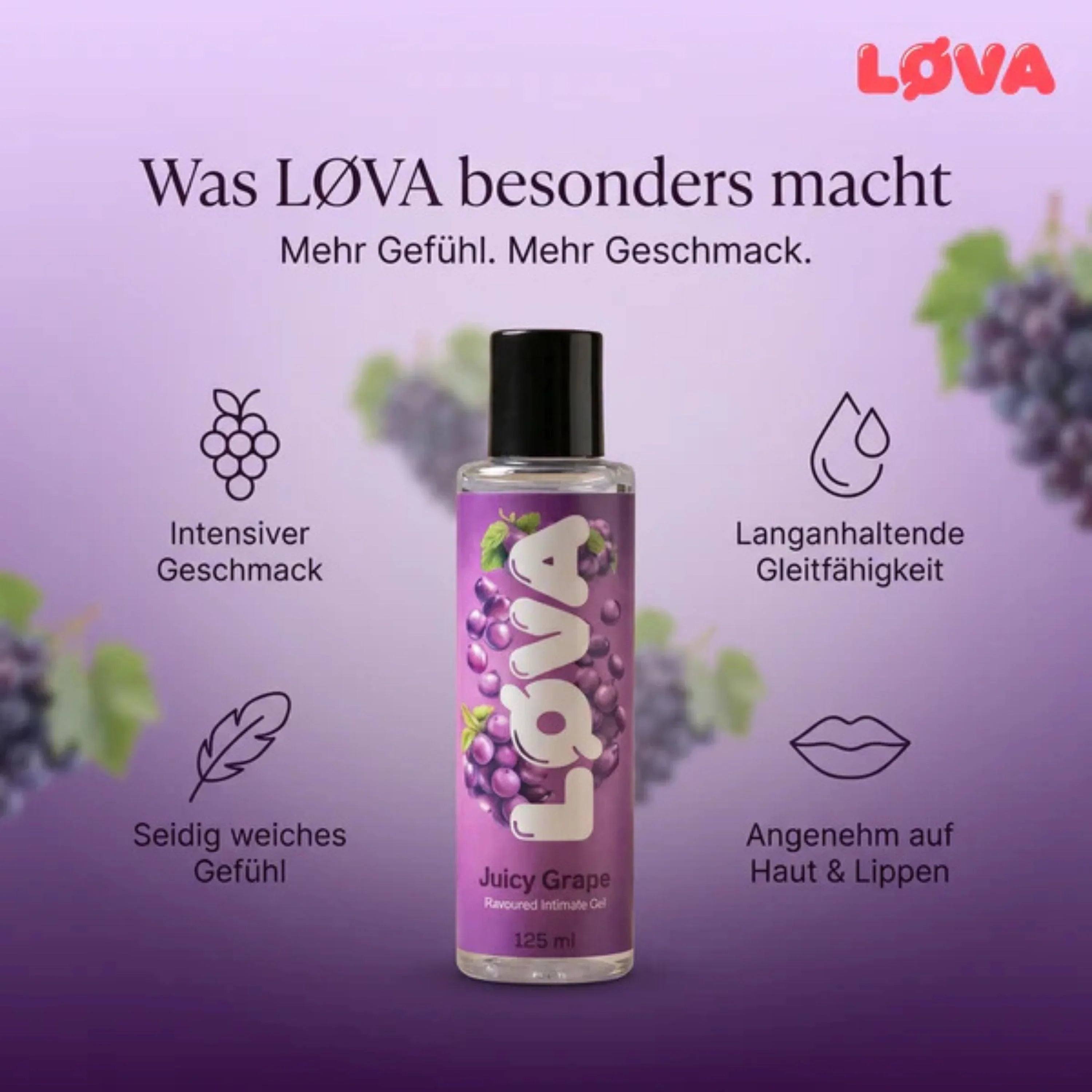 LØVA Juicy Grape Intimgel mit intensivem Traubengeschmack, seidig weich & langanhaltend
