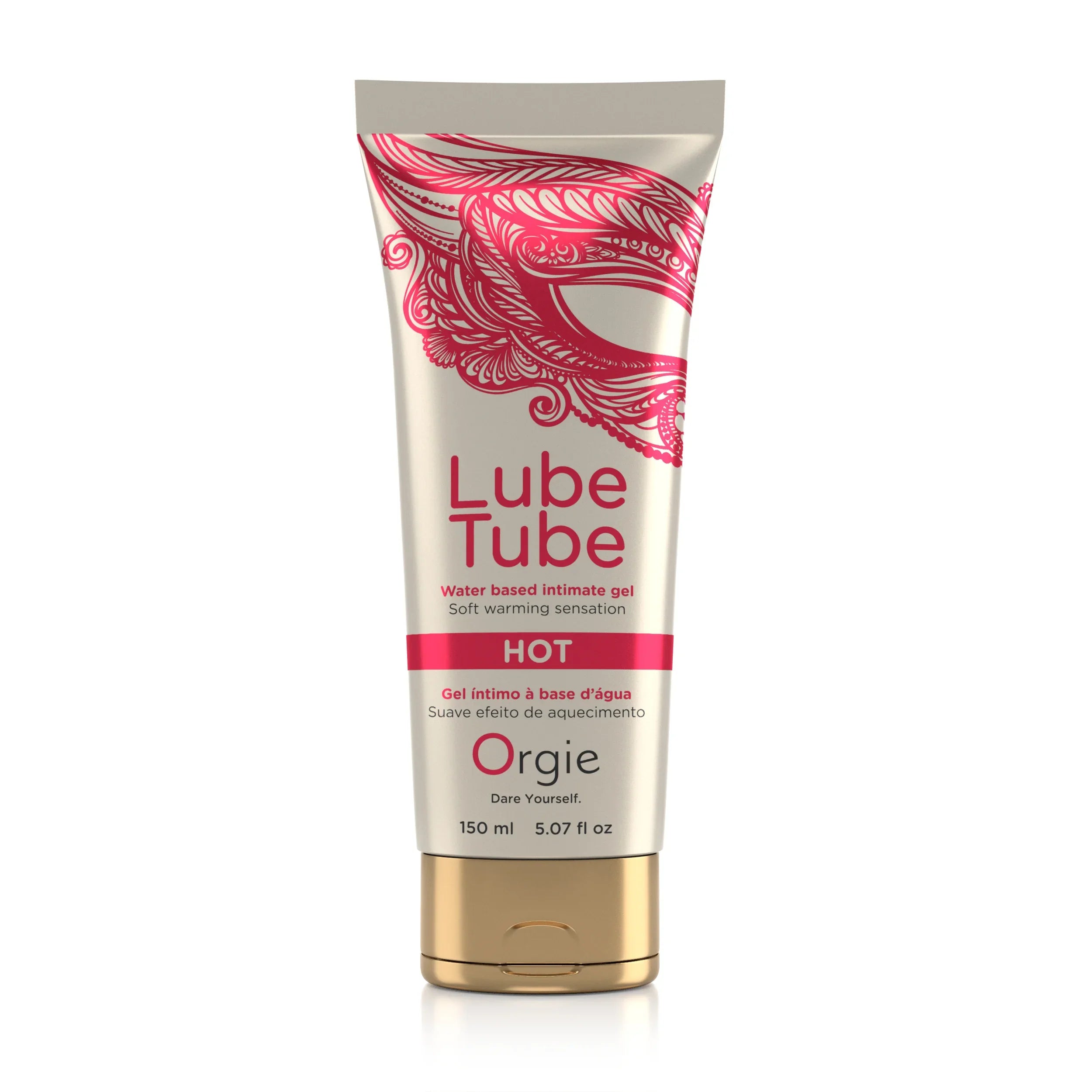 Intimgel auf Wasserbasis, Lube Tube HOT, 150 ml Tube mit rotem Design, für sinnliche Massagen