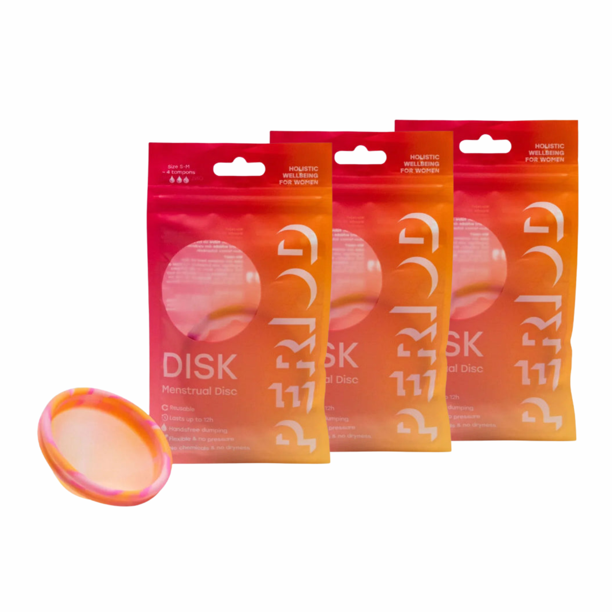 3er-Pack PERIOD Menstruationsdisk 'DISK' in Pink, Größe S-M, inklusive Einzeldisk.