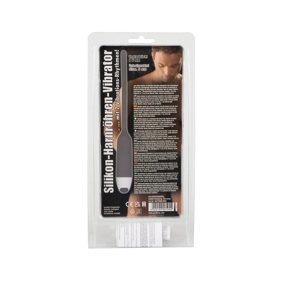 Penisplug mit Vibrator aus Silikon - Harnrörenstimulation Ø 0.6 cm (grau) - loveiu.ch