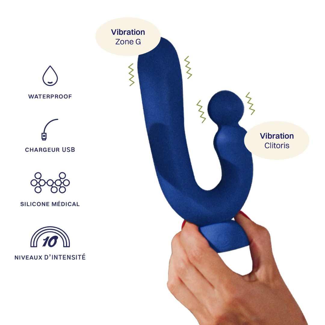 Rabbit-Vibrator "Chouchou" aus medizinischem Silikon - 18.1 cm (blau) - loveiu.ch