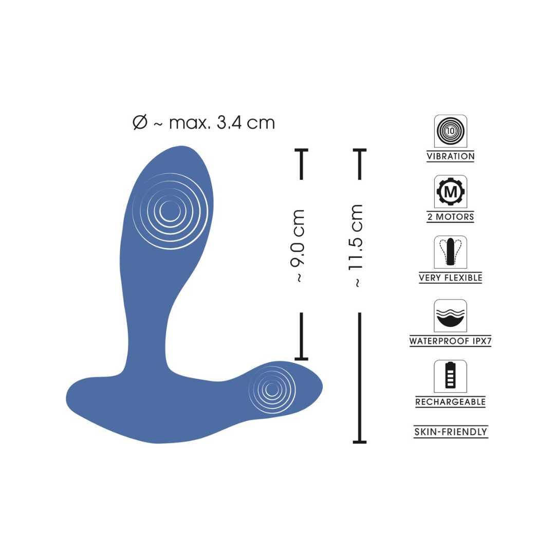 Analvibrator "Flexible Butt Plug" aus Silikon - für optimale Dual-Stimulation Ø 3.5 cm (blau) - loveiu.ch