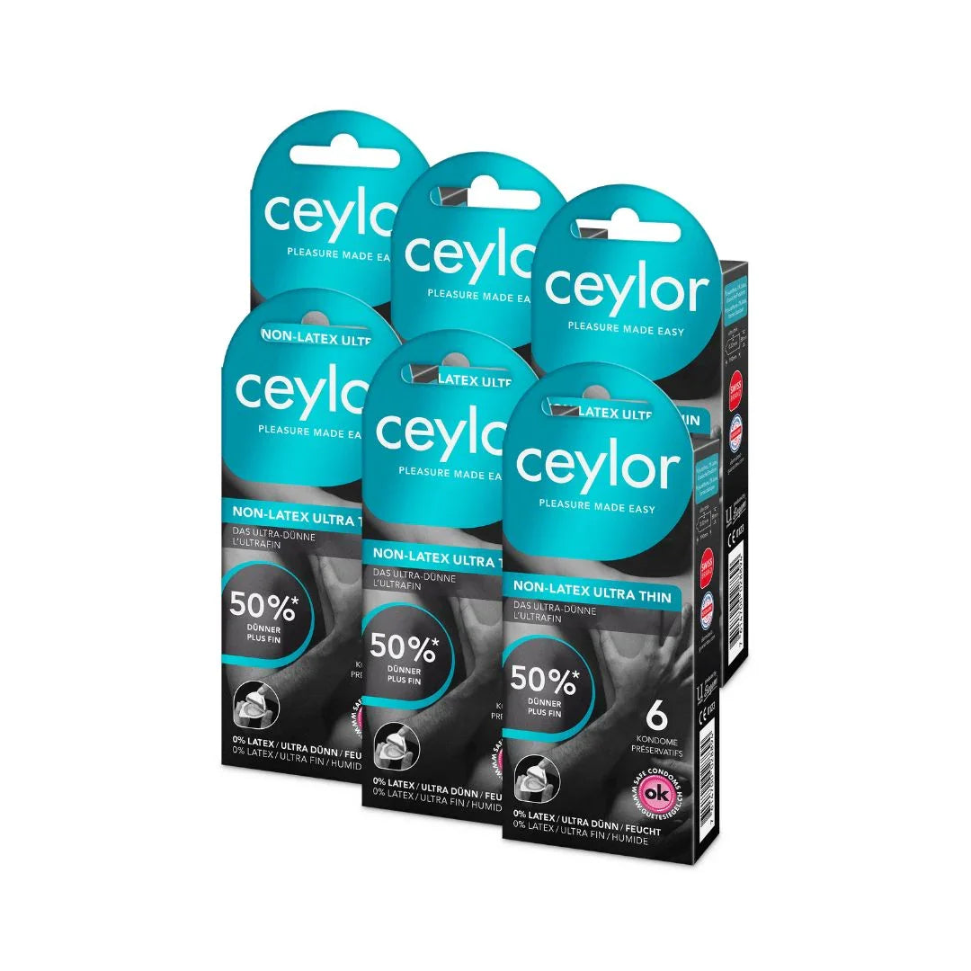 Paquet de 6 préservatifs "Non-Latex Ultra Fin" en polyuréthane (58 mm/36 pièces) de Ceylor