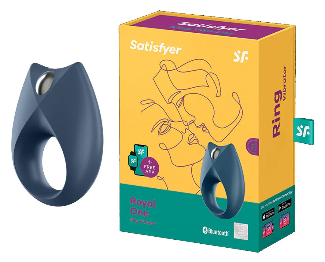 Blauer Vibrationsring für Paare vor Verpackung, modernes Design, Sexspielzeug, Couple Toy