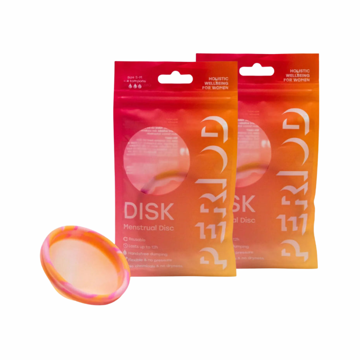 2er-Pack pinke Menstruationsdisks von PERIOD mit Verpackung