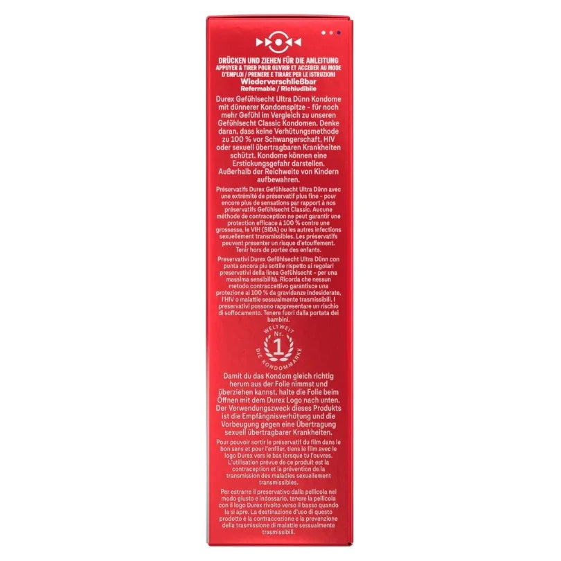 Kondome "Gefühlsecht Ultra" aus Naturkautschuklatex (Ø 54 mm/10 Stk.) von Durex - loveiu.ch