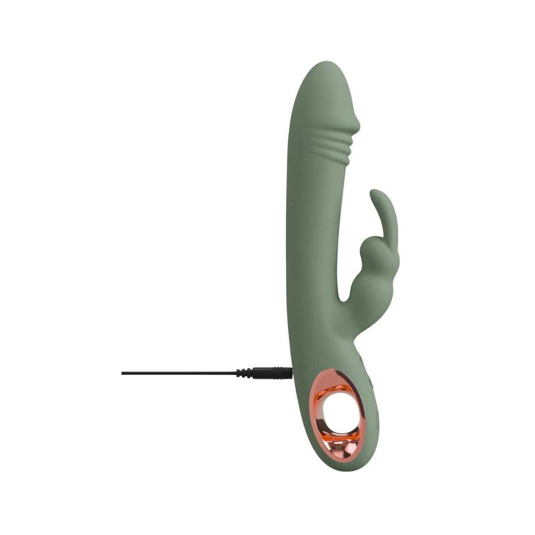 Rabbit-Vibrator "Slim Rabbit " aus Silikon 21.3 cm (Grün) - loveiu.ch