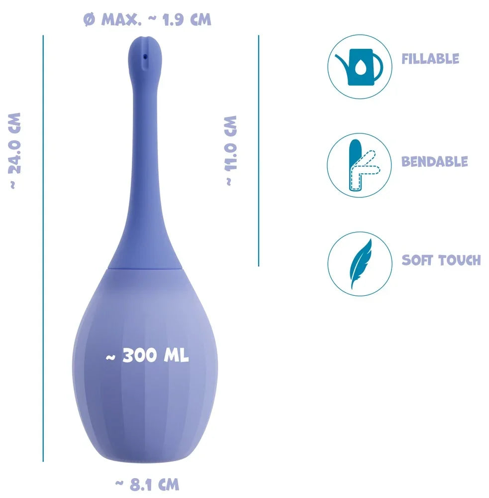 Lila füllbare Anal-Dusche mit 300 ml Fassung, biegsam & weichem Griff, ideal für Intimhygiene