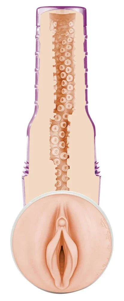 Realistischer Vaginal- und Analvibrator mit Saugnapf und texturierter Innenseite für intensive Stimulation