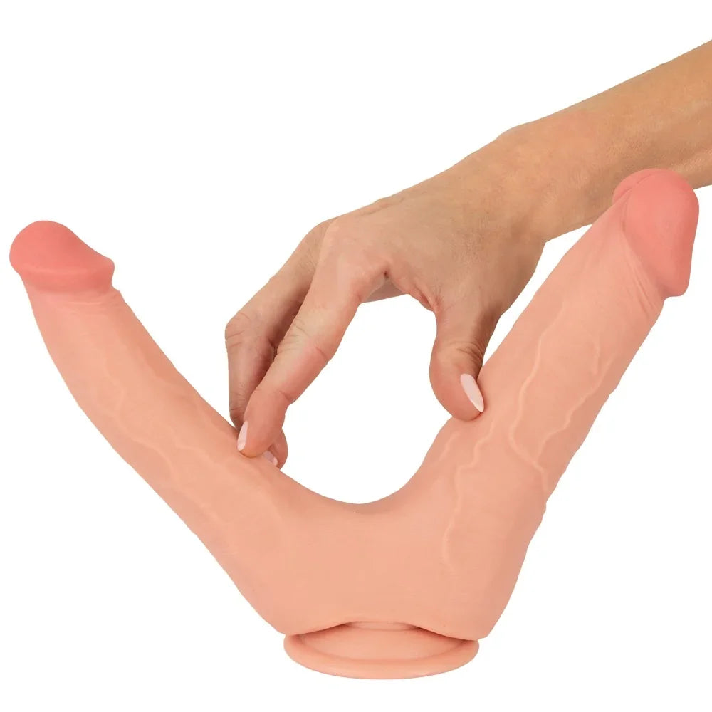 Zweiköpfiger Dildo mit Saugnapf, hautfarben, für Paare – ideal für intime Momente