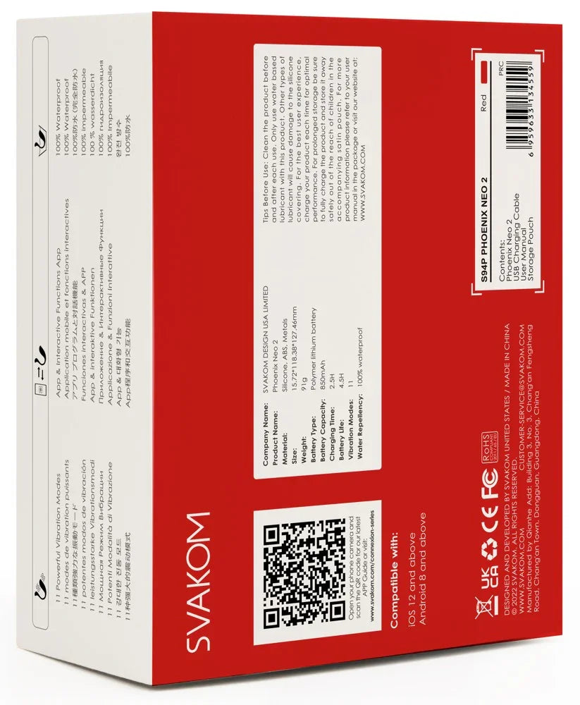 Silicone vibrator "Vibro Egg Phoenix Neo 2" - controllable via app (red)