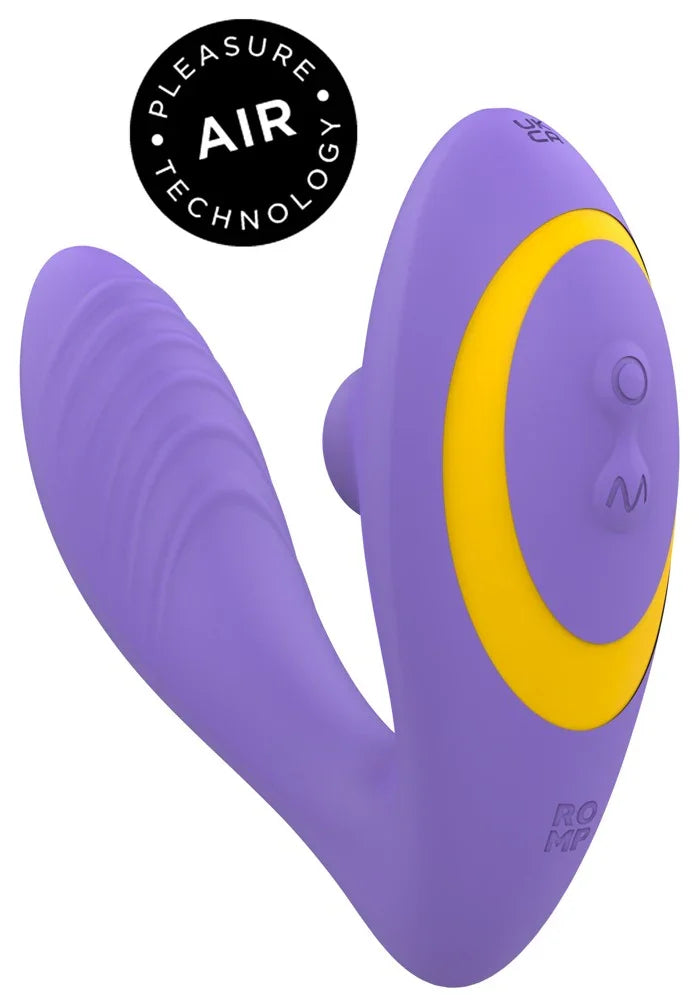 Lila Vibrator mit gelben Akzenten und Air Pleasure Technology, modernes Erotikspielzeug