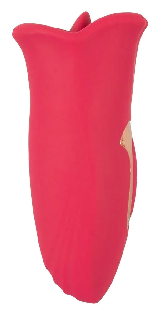 Roter Vibrator mit goldener Akzentlinie für intime Momente
