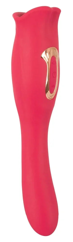 Roter Vibrator mit goldener Bedienung für intensives Vergnügen