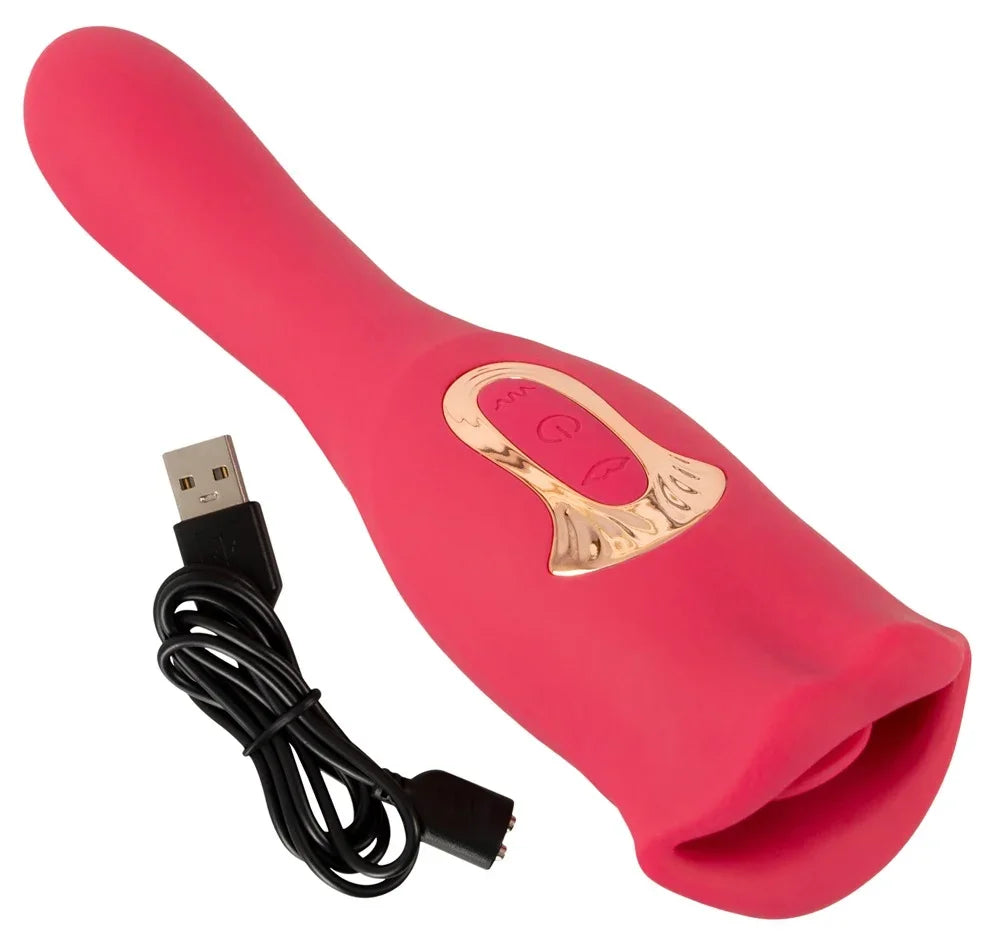 Rosa USB-wiederaufladbarer Vibrator mit goldener Steuerung für intimes Vergnügen