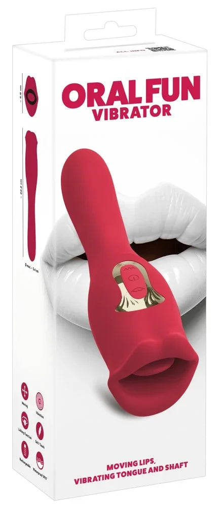 Roter Oral Fun Vibrator mit beweglichen Lippen und vibrierender Zunge für intimen Genuss