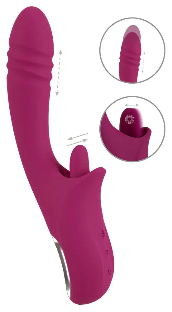 Lila Vibrator mit Klitorisreizer, ergonomisches Design, stimulierender Aufsatz, Sexspielzeug