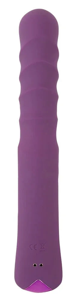 Lila Silikonvibrator mit ergonomischem, gerilltem Design für das Liebesleben, Produktfoto