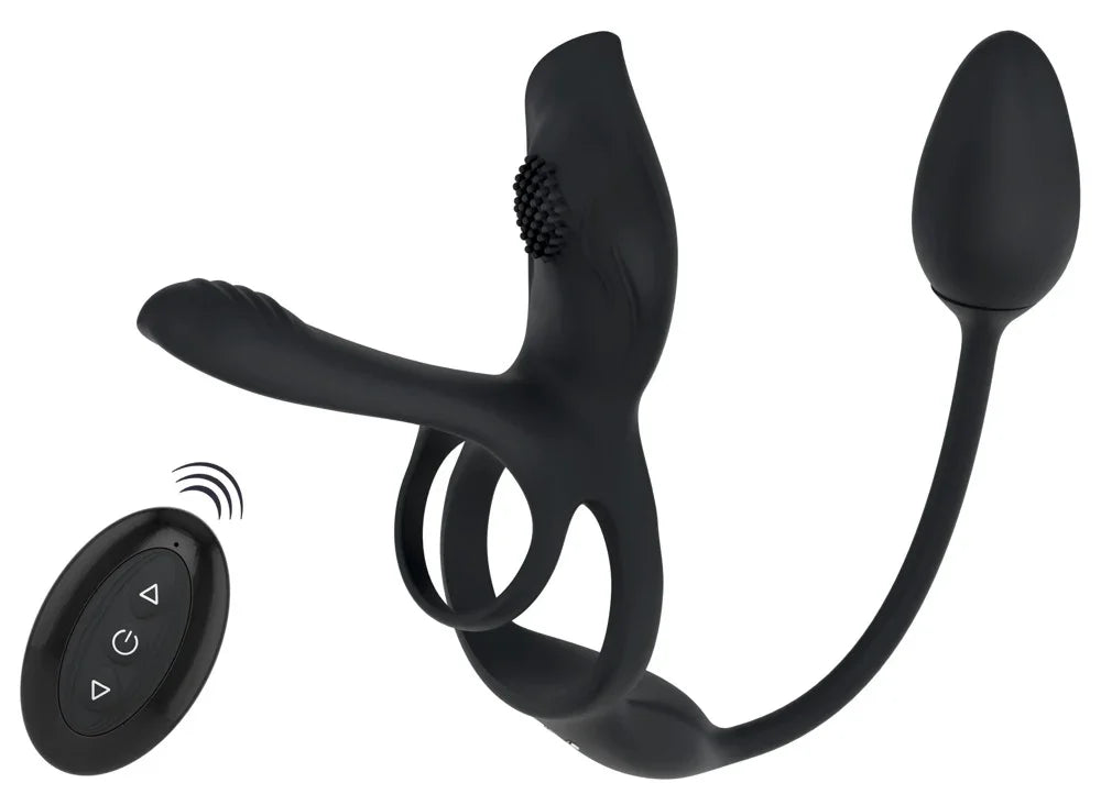 Vibromasseur pour couple « RC Multi Fonction » en silicone - avec vibromasseur anal (noir)