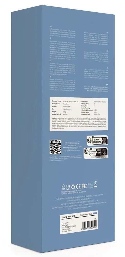 Vibrator "Ava Neo" aus Silikon - mit Stimulationswellen 19.6 cm (blau)