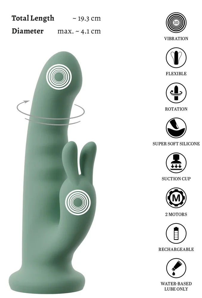 Rotierender Vibrator „LUVIO Soft“ – Rotation, Vibration & Saugfuss (grün)
