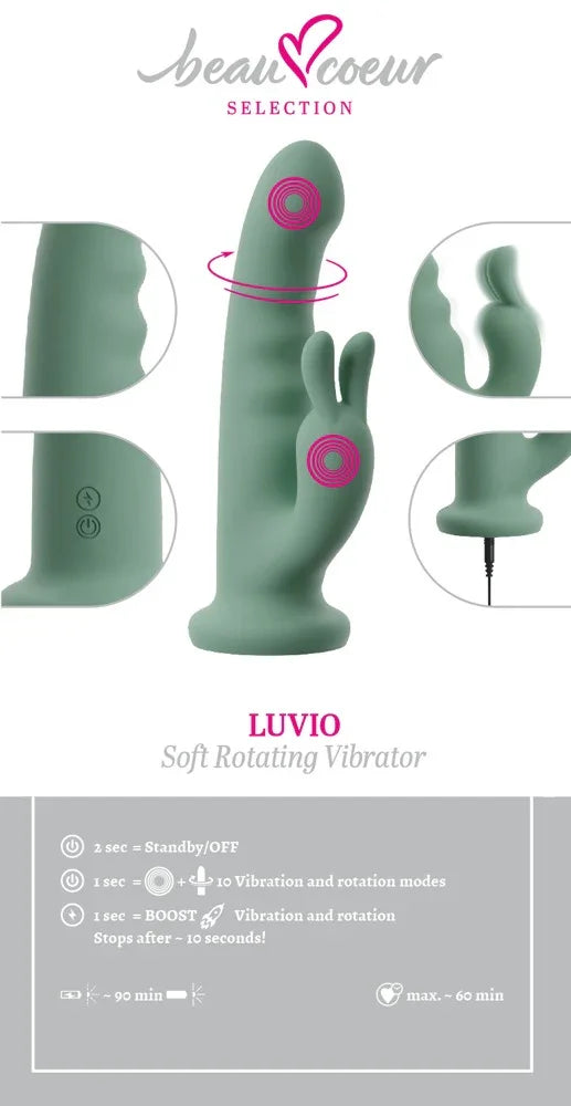 Rotierender Vibrator „LUVIO Soft“ – Rotation, Vibration & Saugfuss (grün)