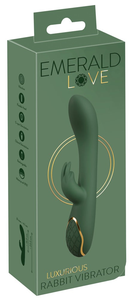 Rabbit Vibrator "Luxurious" aus Silikon - Soft-Touch-Textur 23 cm (grün)