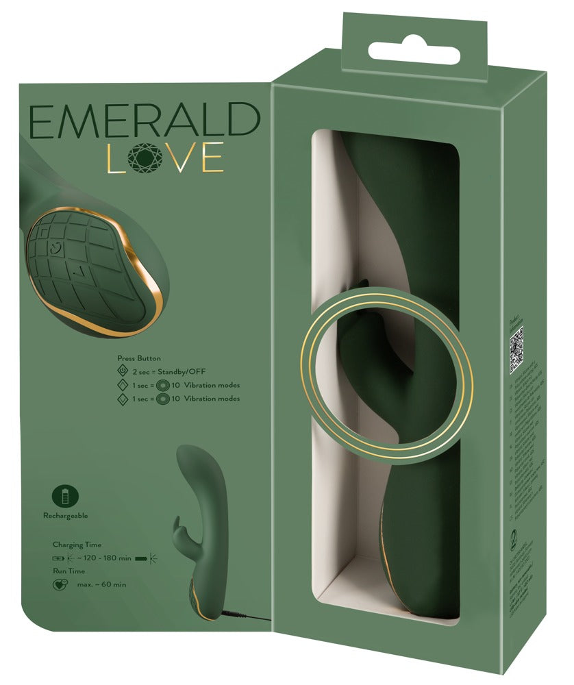 Rabbit Vibrator "Luxurious" aus Silikon - Soft-Touch-Textur 23 cm (grün)