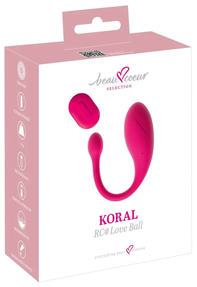 Fernsteuerbare Liebeskugel „KORAL RC Love Ball“ – 10 Vibrationsprogramme & Fernbedienung (Pink)