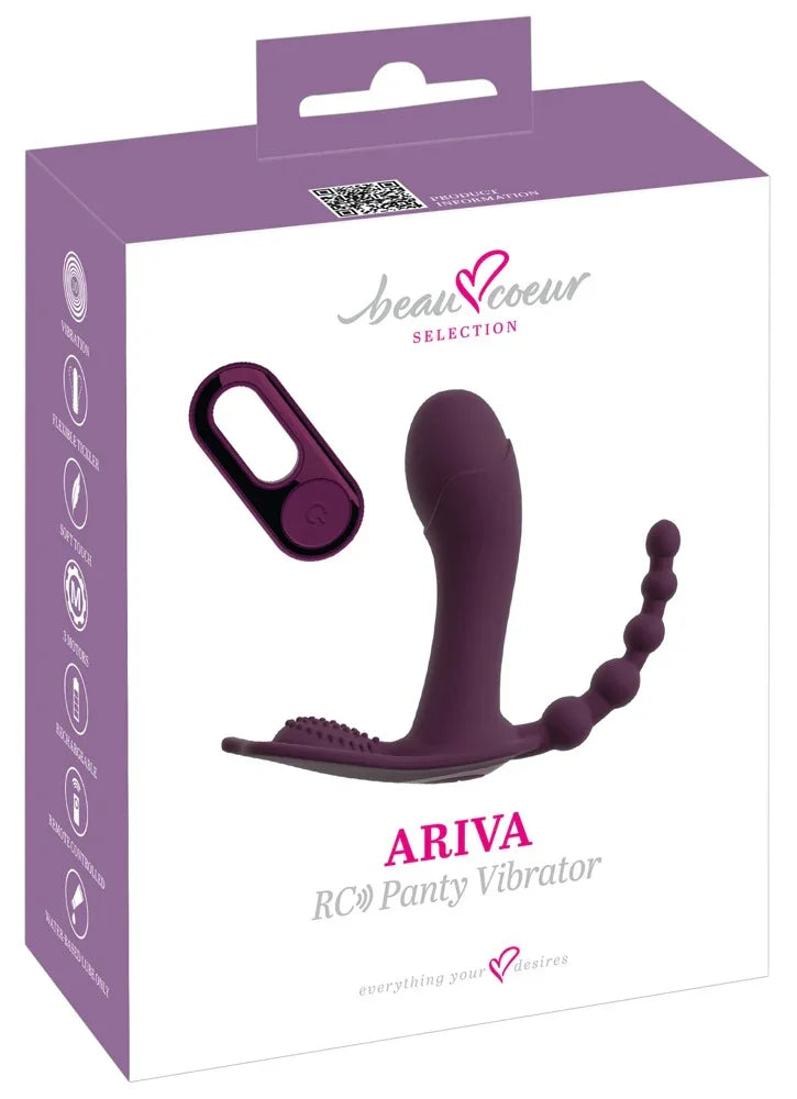 Panty-Vibrator „ARIVA RC“ aus Silikon – Panty-Tragbar, 3-Motoren (lila)