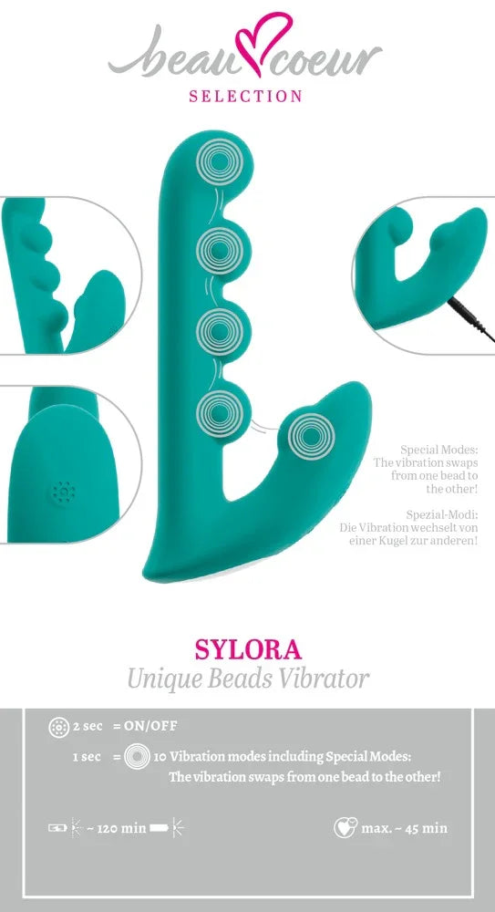 Beaded-Vibrator „SYLORA Unique Beads“ – Kugeldesign & 10 Modi (türkis)