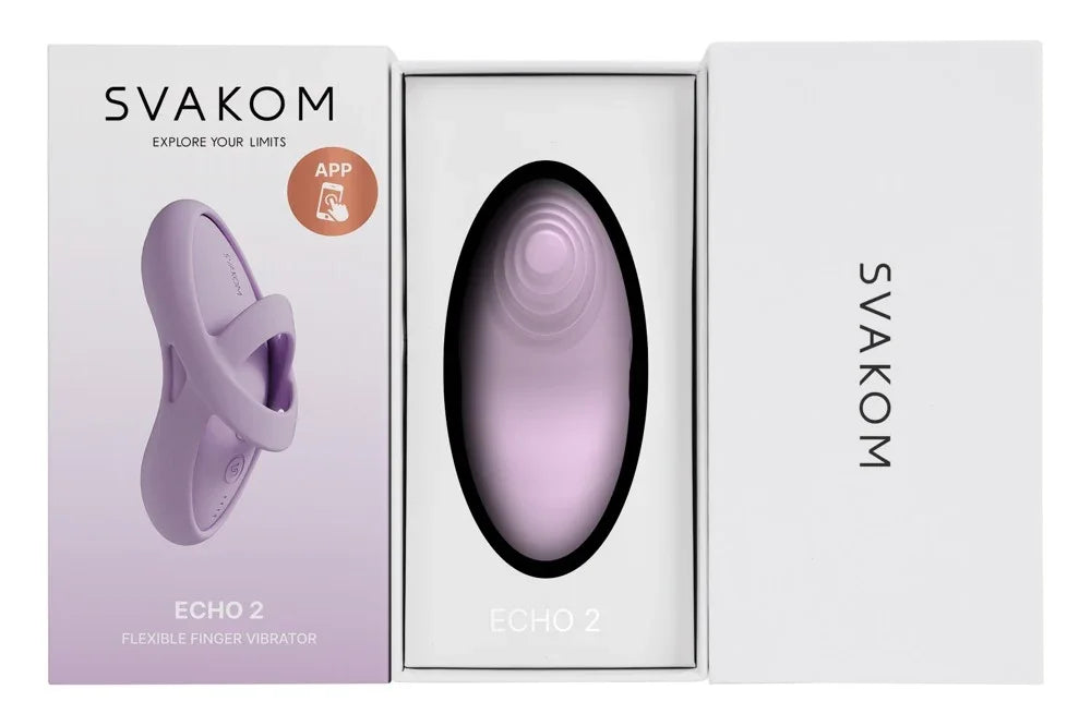 Svakom Echo 2 flexibler Finger-Vibrator mit App-Steuerung, lila, in weißer Verpackung