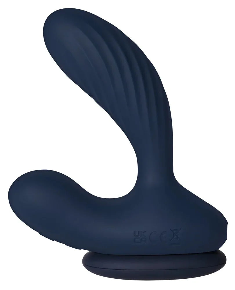 Dunkelblaues G-Spot-Vibrator mit Saugnapf und welliger Oberfläche für intensives Vergnügen