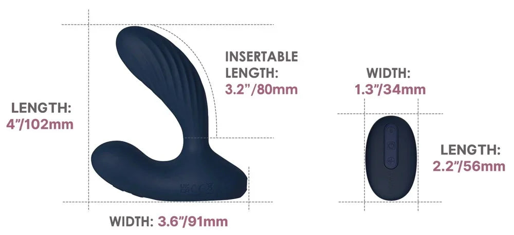 Blauer G-Spot-Vibrator mit Fernbedienung, Maße: 102mm Länge, 91mm Breite – ideal für intime Momente