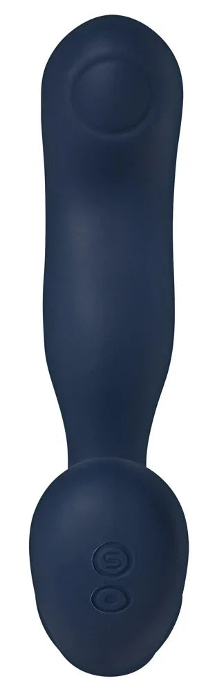 Dunkelblauer Vibrator mit ergonomischem Griff und Stimulationskopf für intensives Vergnügen