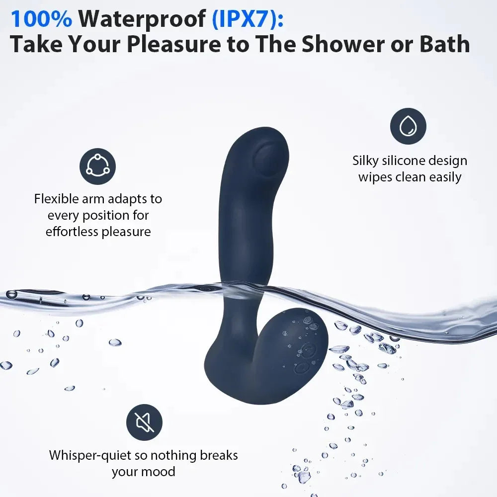 Wasserdichter Vibrator mit flexibler Arm für Dusche & Bad, leise & aus weichem Silikon